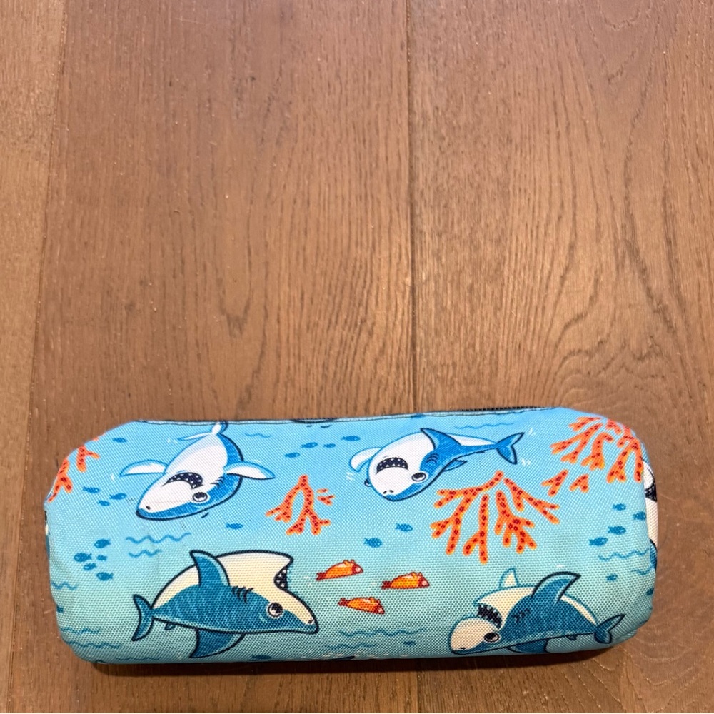 Blue Shark Print Pencil Case
